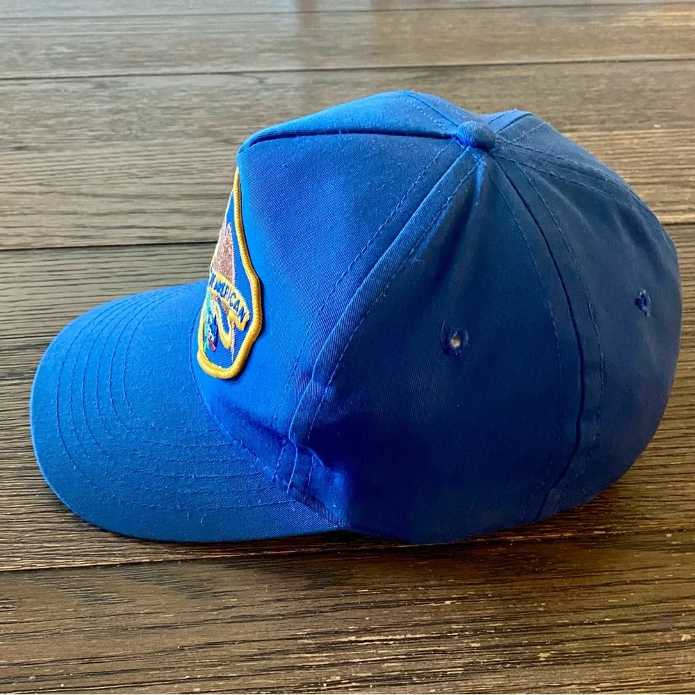 Vintage Proud To Be American Hat Cap Snap Back Blue One Size Eagle Patch 70s 80s